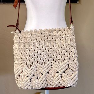 Anabaglish Lani Macrame Crossbody Bag cream
